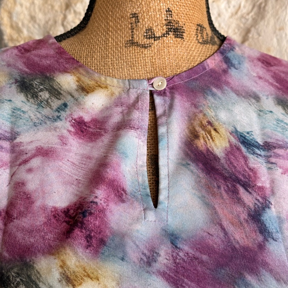 Verona Blue & Purple Bow Tie Blouse - Picture 4 of 16